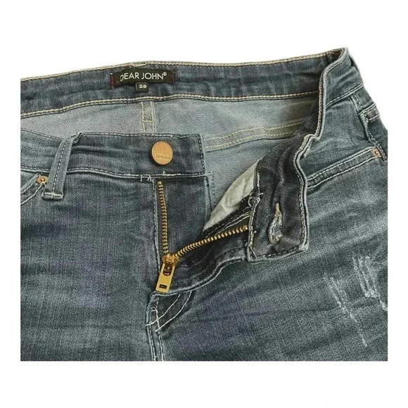 Dear John Straight Light Distressed Raw Hem Blue Denim Jeans Women’s Size 28 - Picture 5 of 16